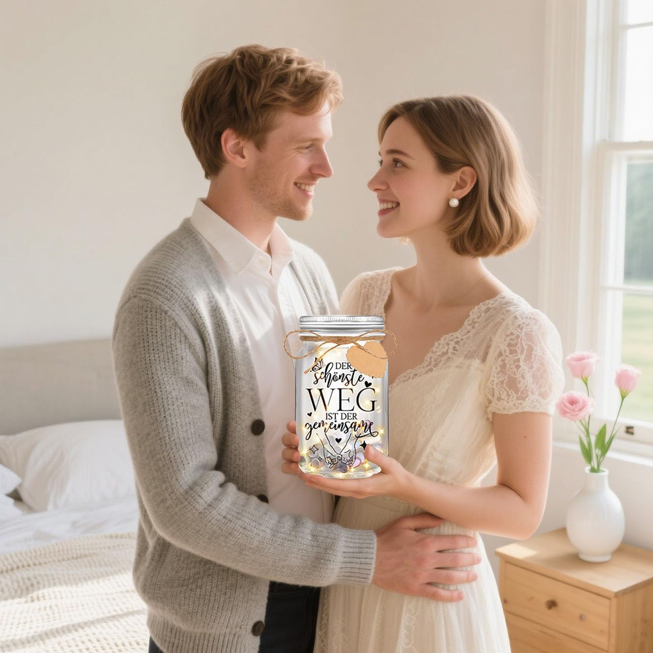 Kiimiipa Wedding Gifts for Bride and Groom, Wedding Gift LED Decorative Bottle, LED Bottle Light, Wedding Money Gift, Just Married Money Box, Wedding Gift Money, Gifts for Wedding image number 1