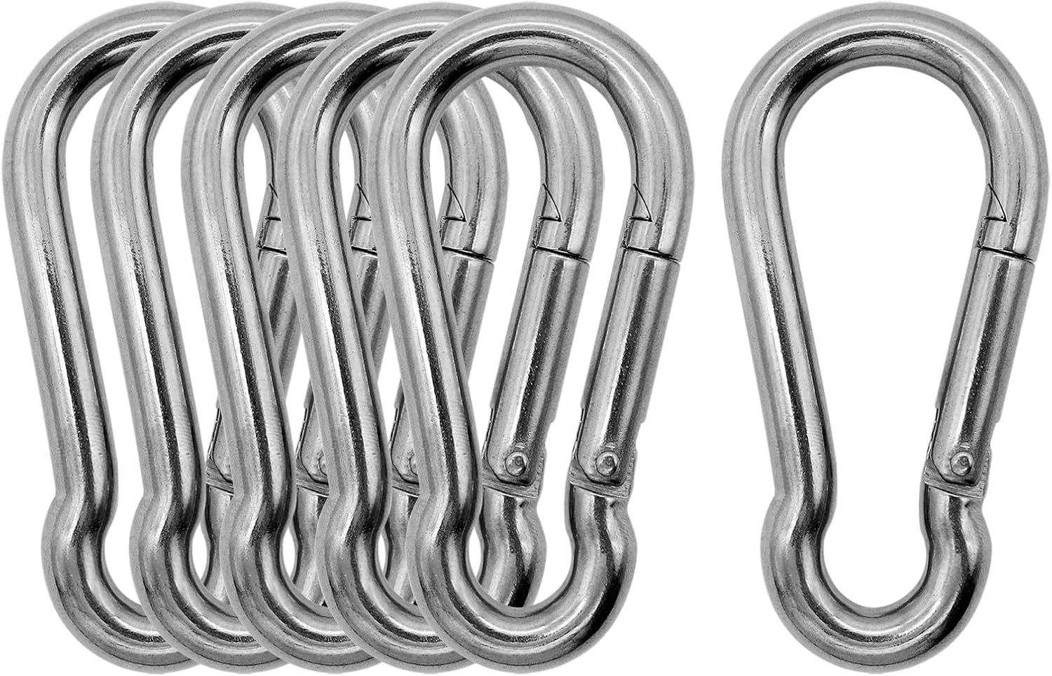 304 Stainless Steel Carabiners - Heavy Duty, Durable & Rust-Free Clips for Gym, Swing, Dog Leashes, Hammocks, Keychains, and More image number 6