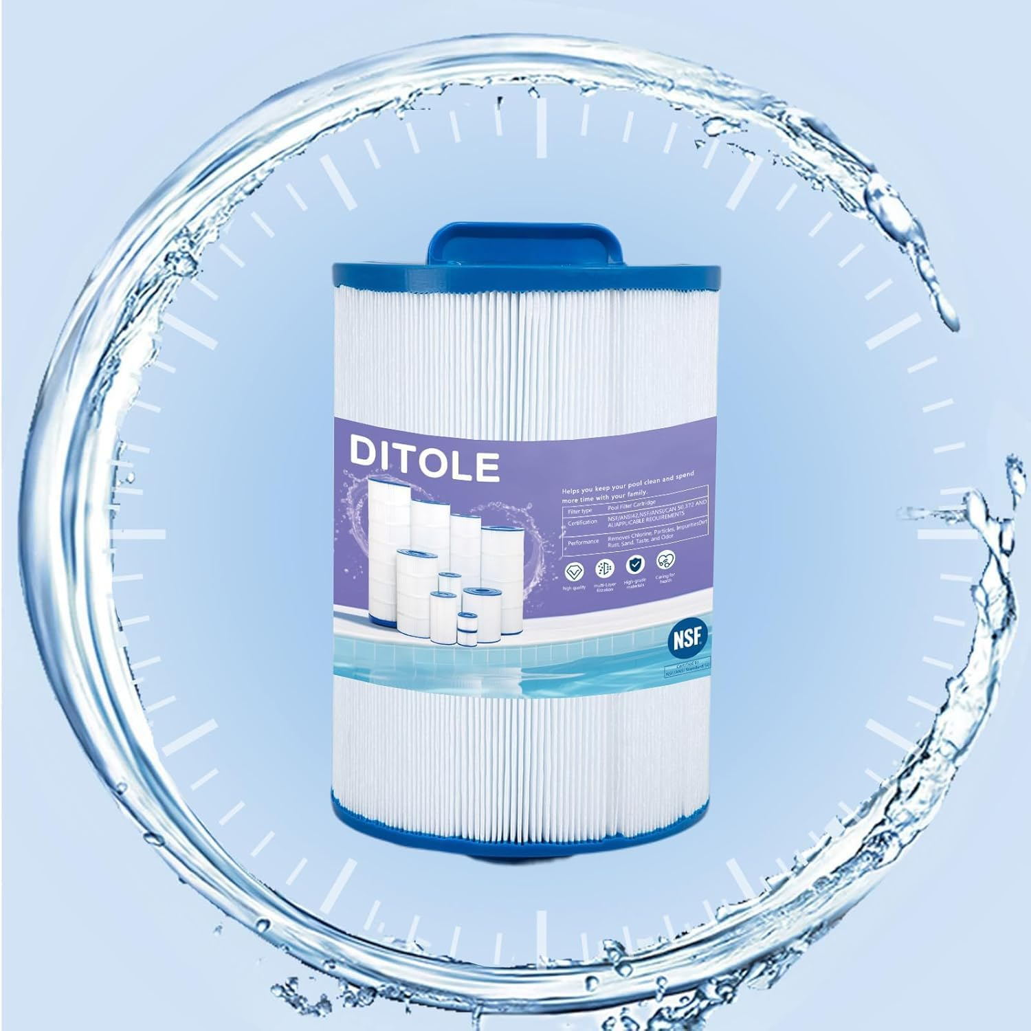 Ditole Hot Tub Filter Replacement Compatible with Unicel 6Ch-940 Spa Filter(1 1/2"" Coarse Thread), 817-0050,PWW50P3 Spa Filter, Filbur FC-0359, 25252, 03Fil1400,Screw in SAE Trilobal Fiber (2 Pack) image number 3