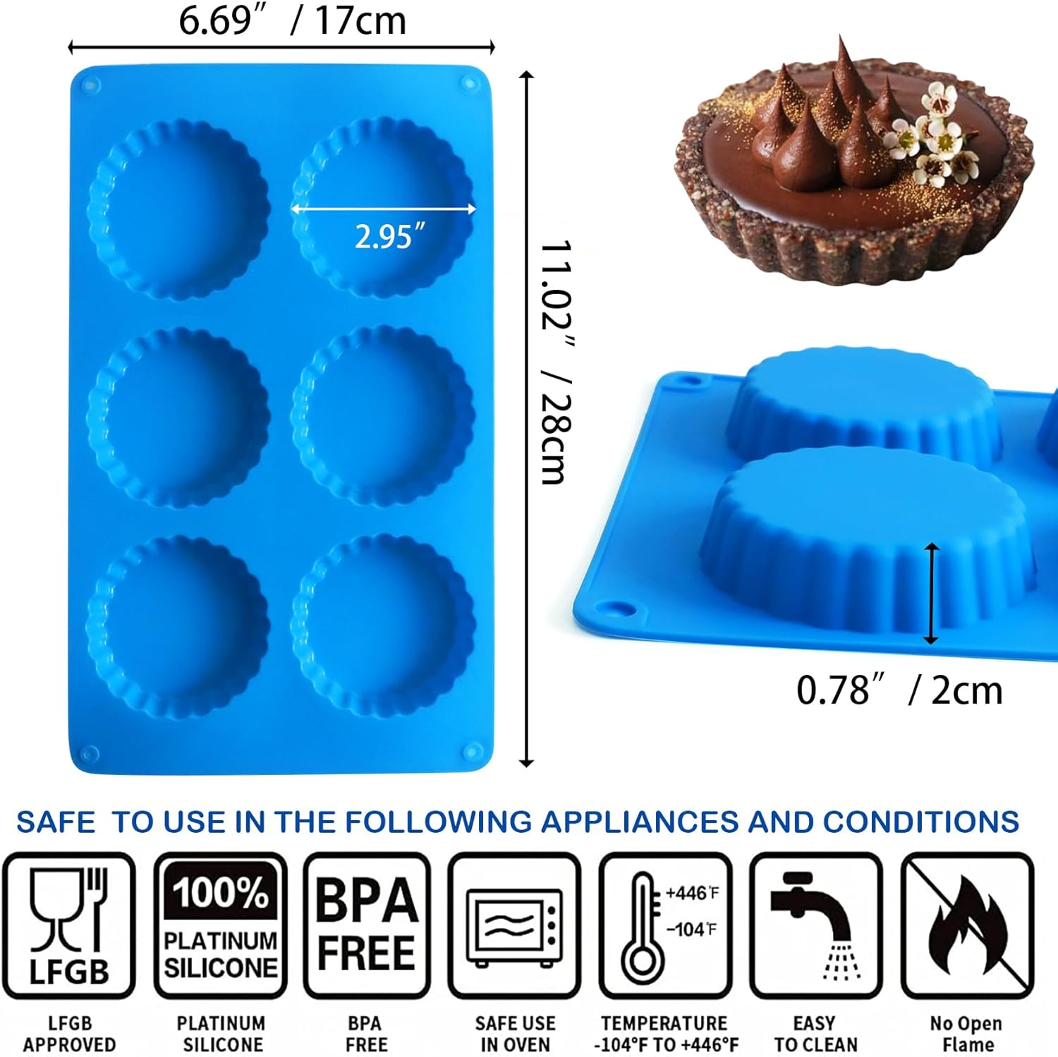 Sidosir 3Pcs Peanut Butter Cup Mold, Silicone Mini Tart Pan for Bite Size Fat Bombs, Silicone Chocolate Candy Mold for Brownie (Keto Cup) image number 1