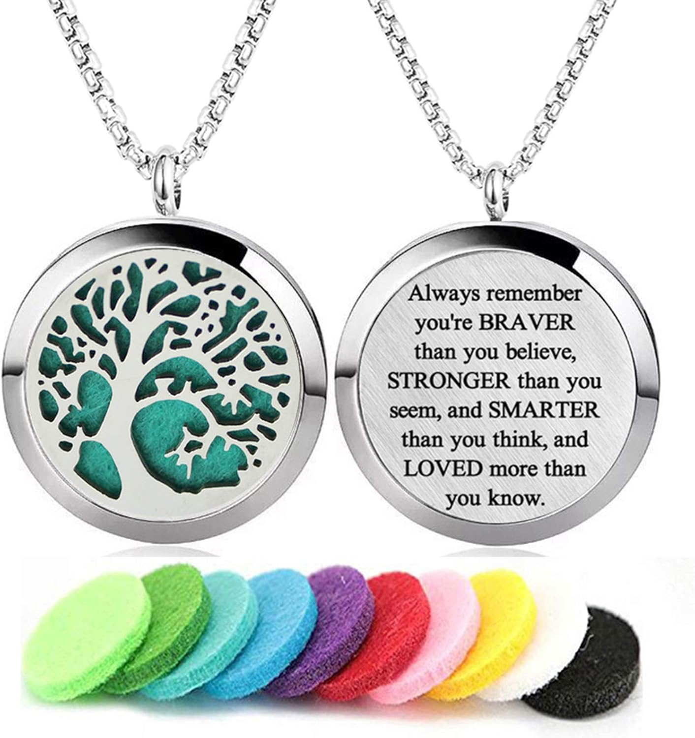Aromatherapy Essential Oil Diffuser Necklace 316L Stainless Steel Locket Pendant with 24 Inch Chain image number 4