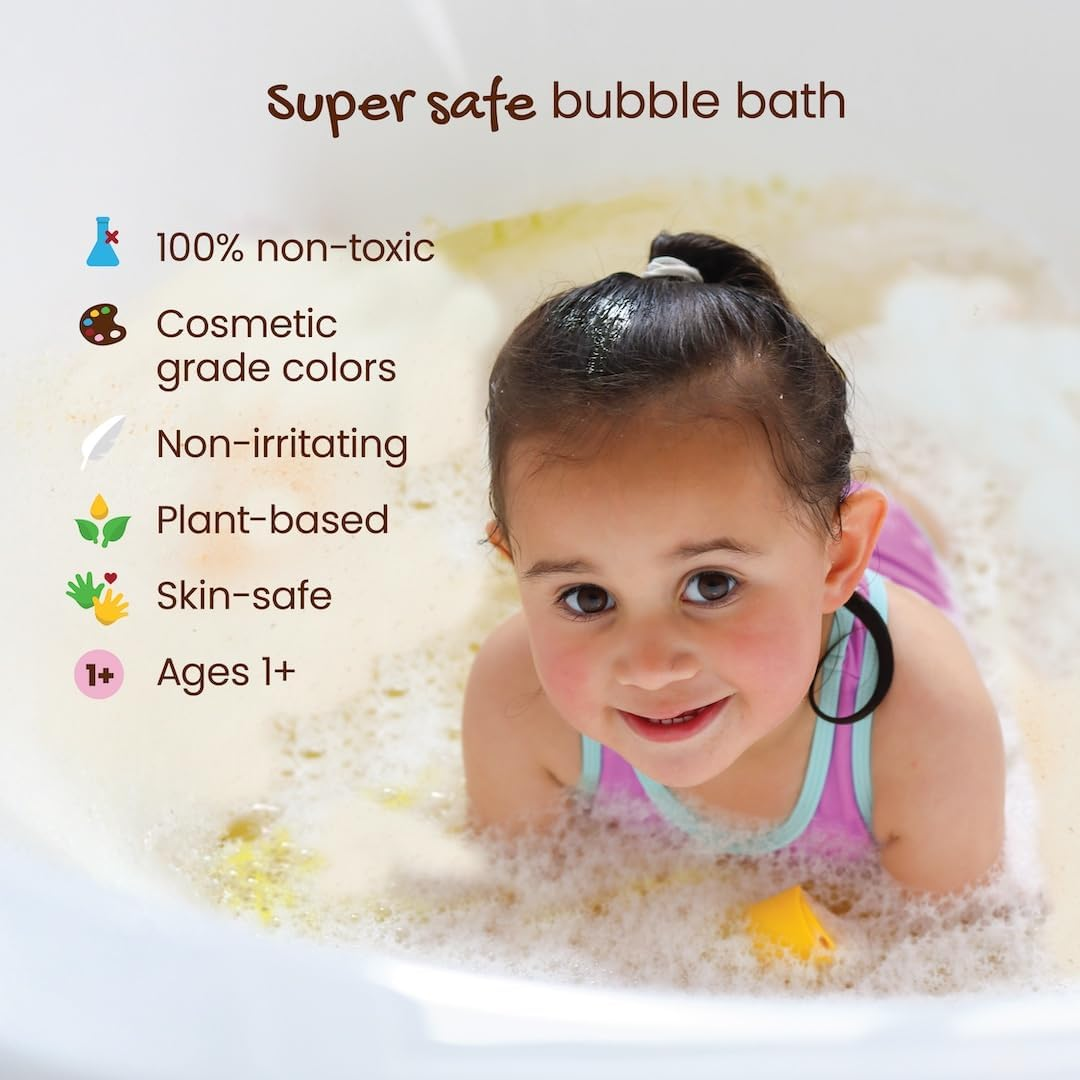 Honeysticks Kids Bubble Bath 3 Pk (Blue, Red, Yellow) - Changes Water Colour, Mix for More Colours - Super Foaming Bath Bubbles, Plant Based, Non Irritating, Safe for Toddlers 1-3, Kids 4-8, Bath Toys image number 1