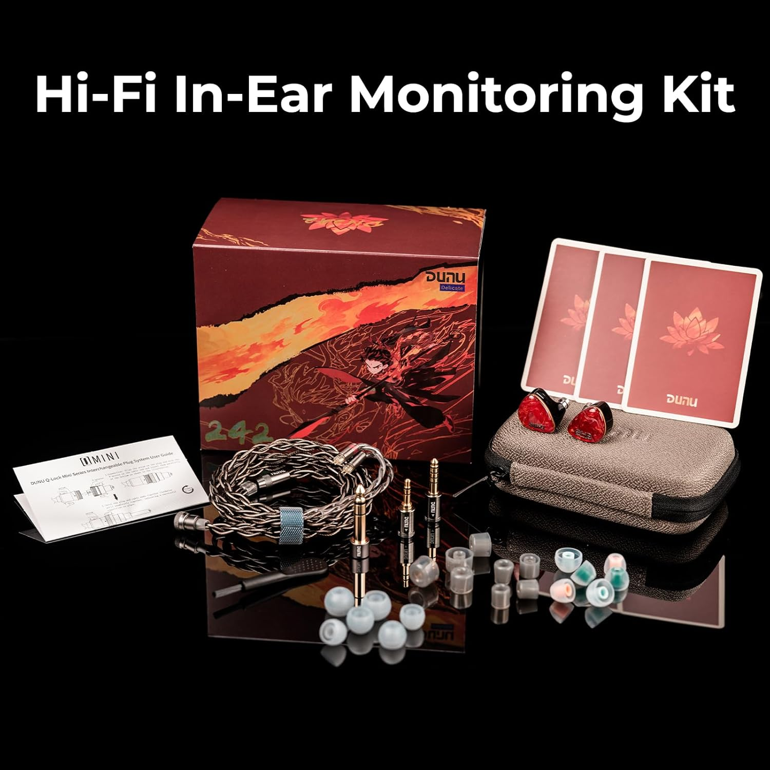 Hifigo Wired Earbuds, Monitor Earbuds, Earbuds, DUNU DN 242, 2DD+4BA+2 Planar, 5-Way Perimeter, HIFI Planar Magnetic Driver, High Purity Monocrystalline Copper, 4-Core "9-Lock Mini", Replaceable Plug image number 3