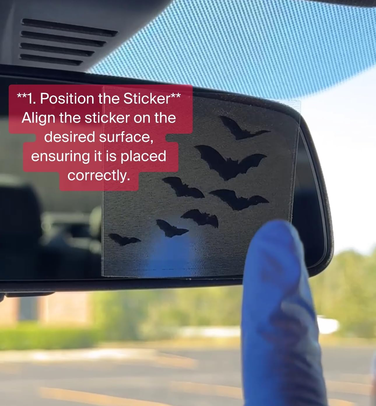 Rearview Mirror Halloween Bat Decal Car Window Bumper Vinyl Sticker 1.8 Inch image number 1