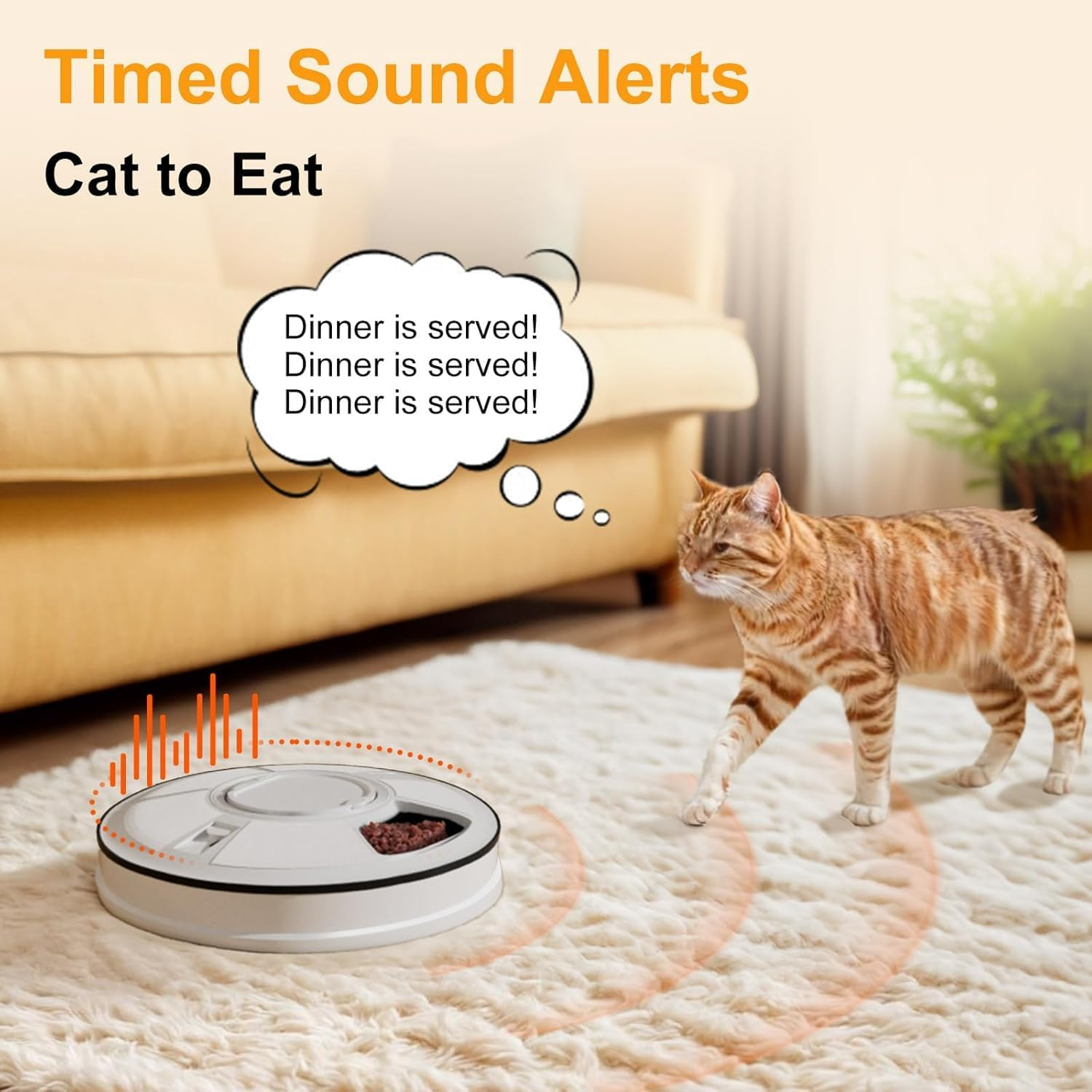 Gyugmhao 6 Meal Automatic Cat Feeder with LED Digital Timer,Wet and Dry Timed Food Dispenser for Pet Cat and Small Dog, 768 Ml Capacity with 128Ml Compartments for Portion Control image number 4