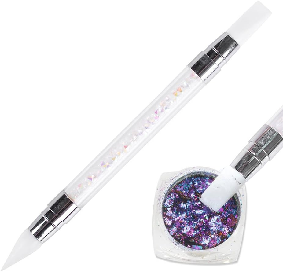 Oimzzr 1Pc Rhinestones Handle Emboss Nail Art Pen Silicone Nail Carving Brush Glitter Picker Nail Brushes Powder Picking Tools image number 4