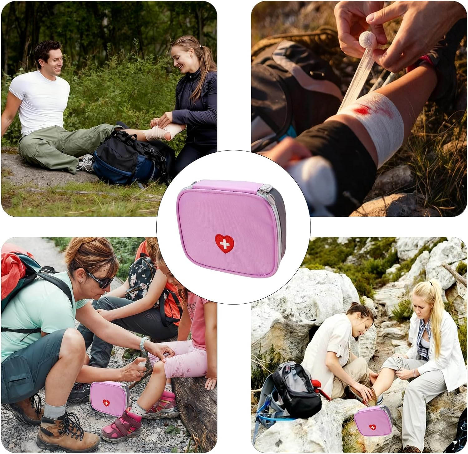 Travel First Aid Kit, Mini First Aid Kit with Compact Design for Travel, Home, Office, Outdoor Activities, Pink image number 6