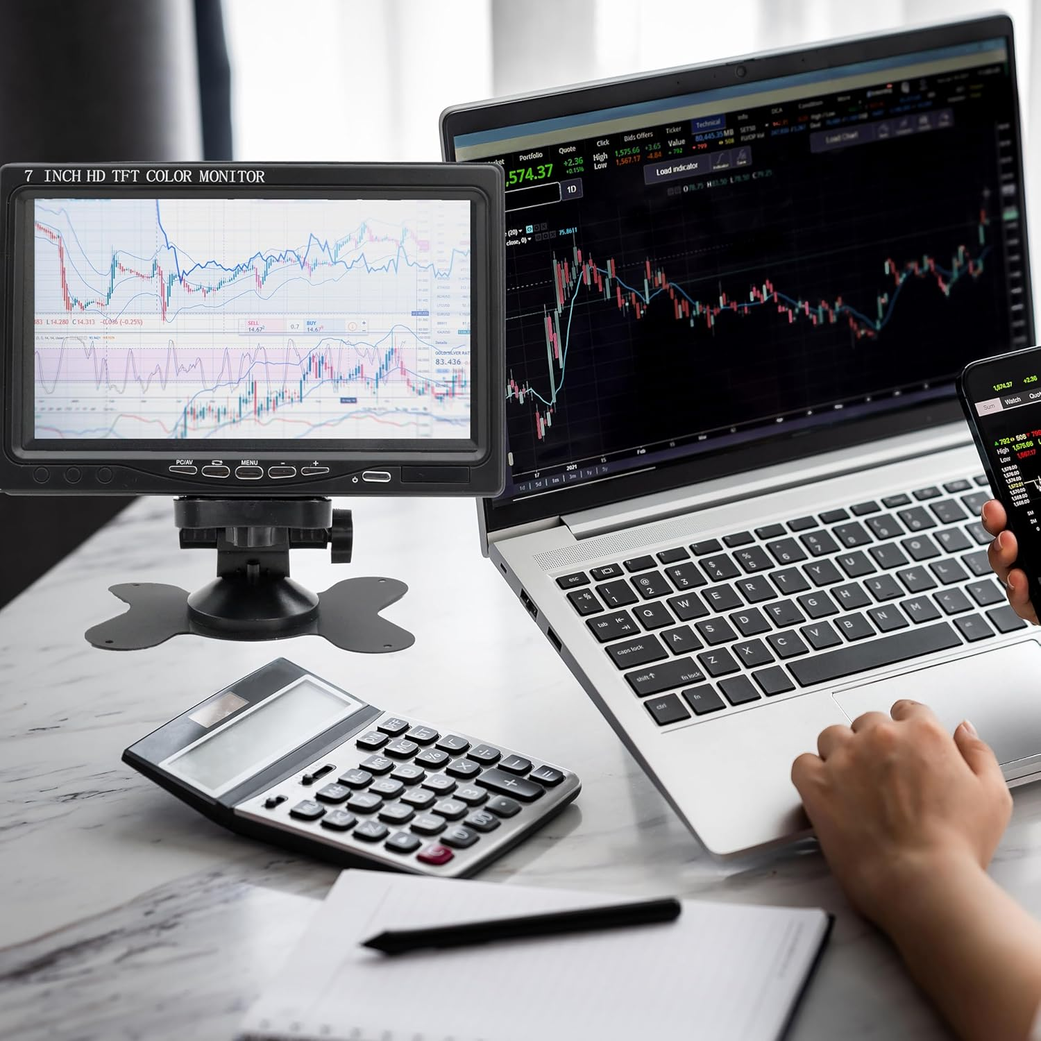 7 Inch Small HDMI Monitor 1024X600 Resolution Small 1080P Portable IPS Monitor Built-In Speakers HDMI VGA Input for Gaming CCTV Security Raspberry Pi PC (H702) - H701 image number 7