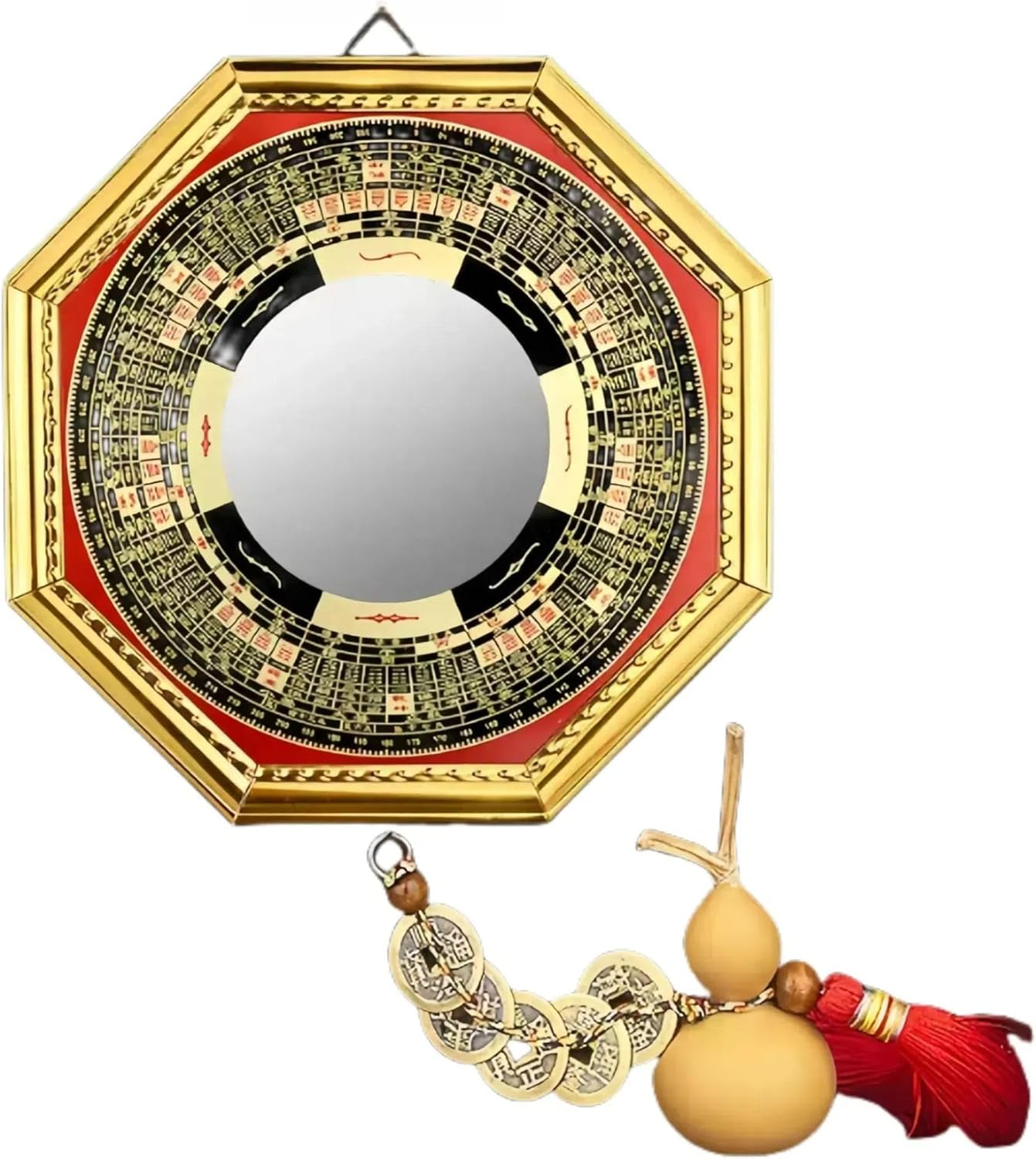 Chiorgone Feng Shui Bagua Mirror - Convex Mirror for Home Decoration, Prosperity & Protection - Yin Yang Wall Hanging Ornament for Good Luck & Safety - Feng Shui Wall Decor Gift