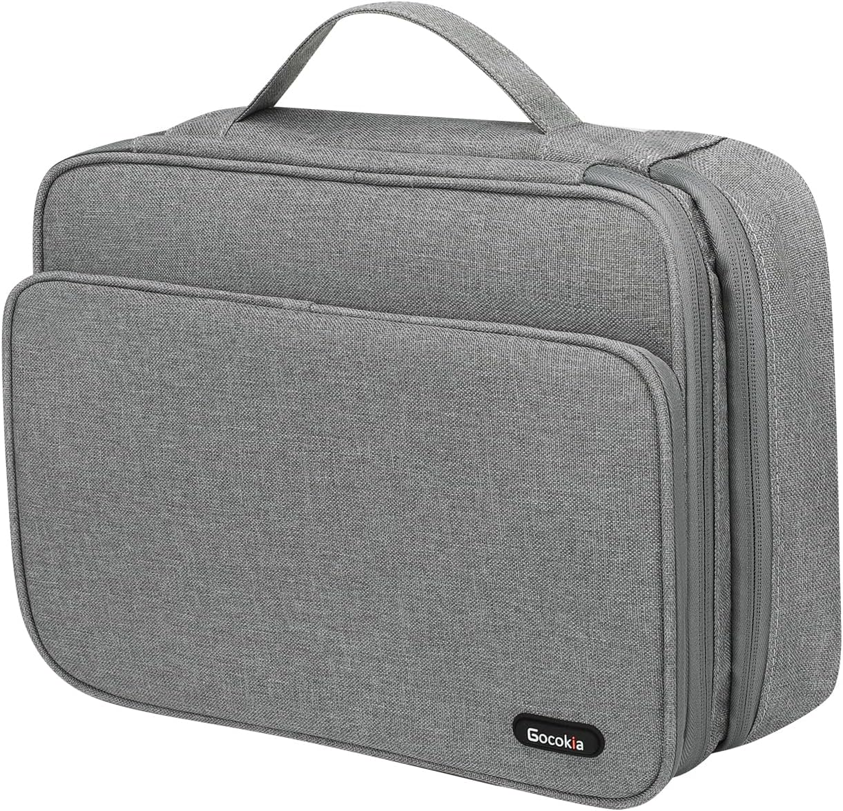 Gocokia plus Large Capacity Electronic Accessories Organizer, Storage Handbag with Front Pocket Travel Cable Organizer Gadget Bag Carry Pouch for Ipad 11,Hard Drives, Power, Charger -Grey, Grey, L,