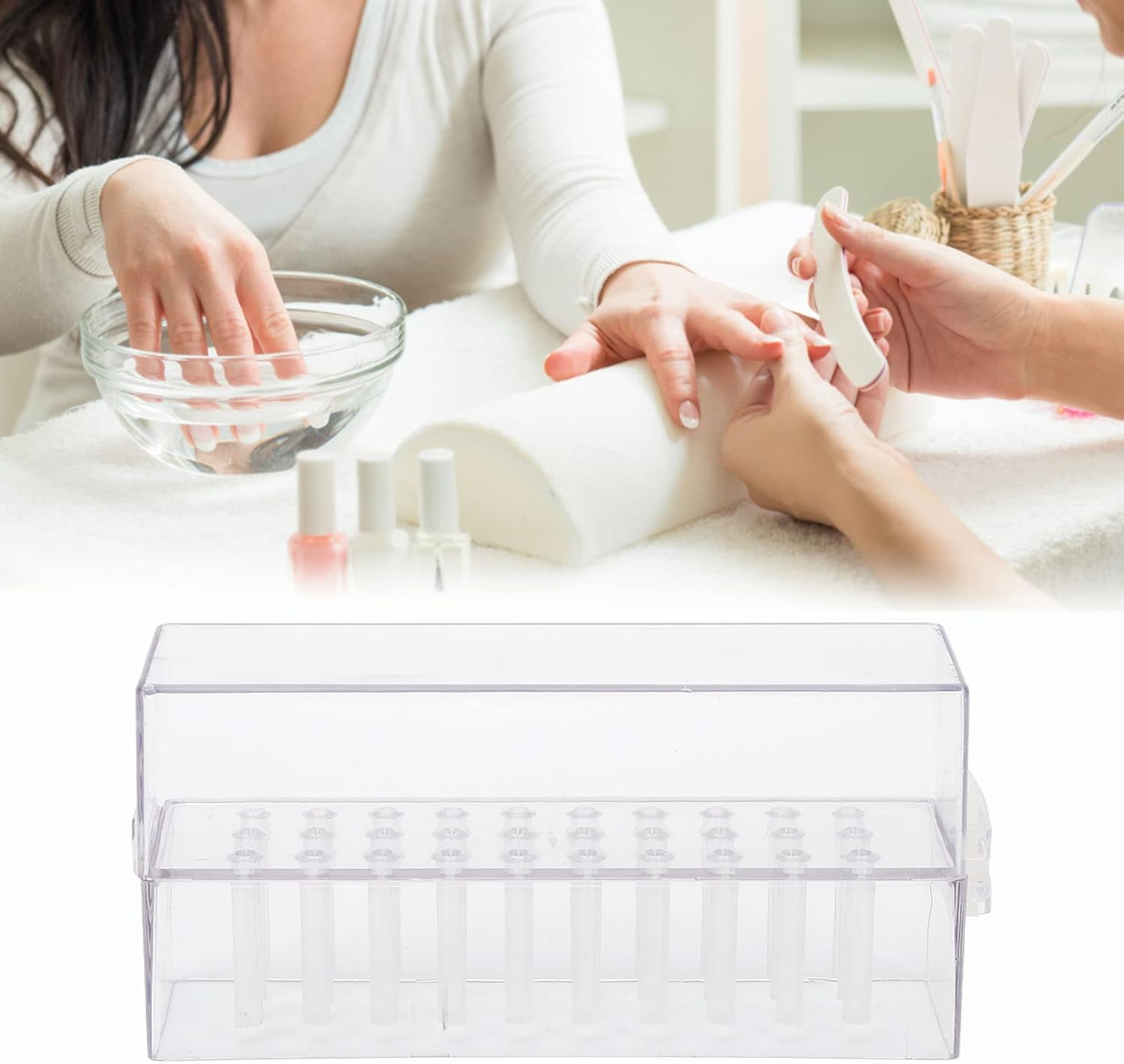 Leapiture Nail Drill Bits Holder Stand Nail Display Holder Professional 30 Hole Nail Drill Bits Transparent Sturdy for Home Use or Nail