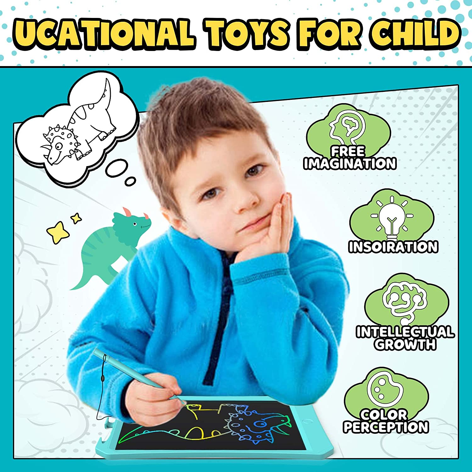 LCD Writing Tablet, 11 Inch Colorful Doodle Board, Magic Kids Drawing Tablet, Erasable Reusable Electronic Drawing Pad, Educational Toys Gifts for 3 4 5 6 7 8 Year Old Girls Boys image number 1