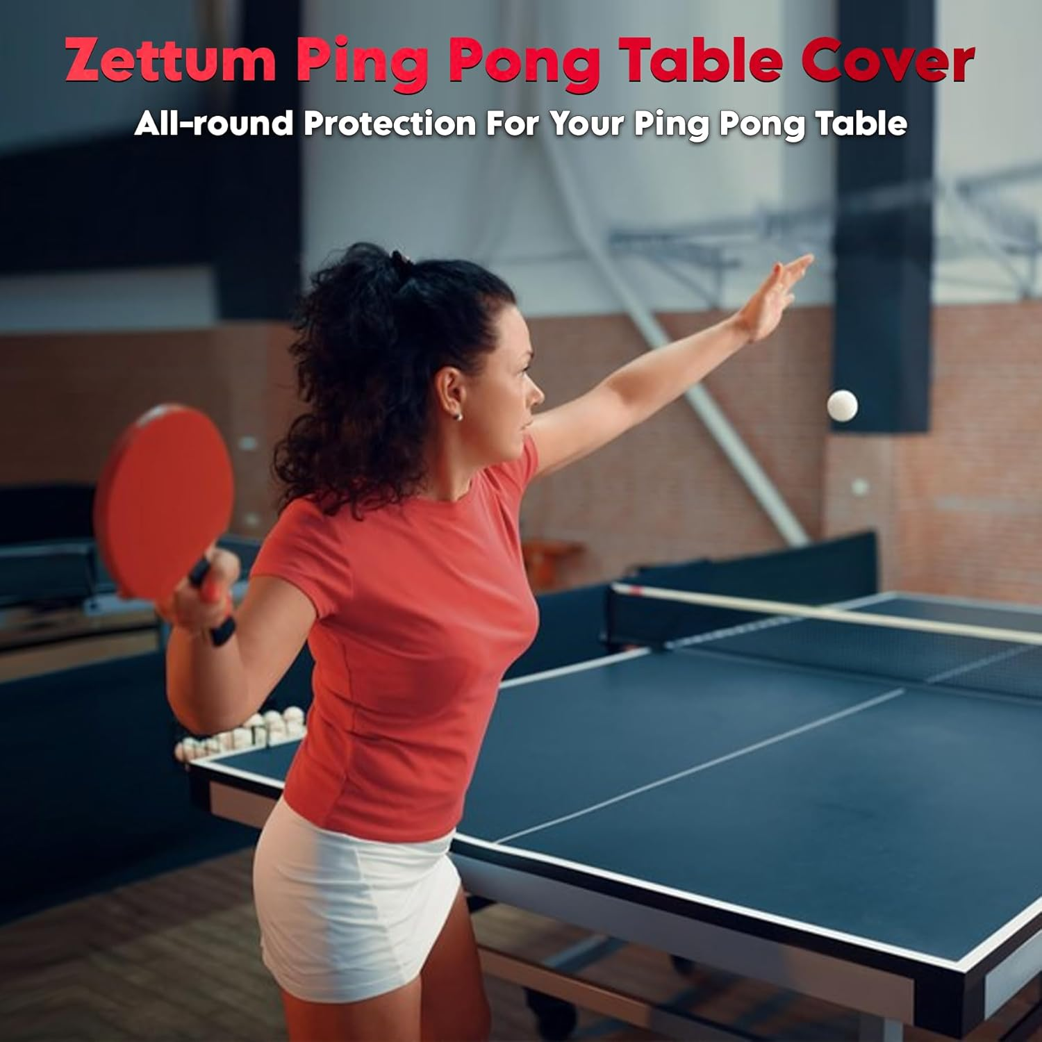 Zettum Ping Pong Table Cover - Waterproof & Heavy Duty Table Tennis Covers, Indoor Outdoor Tables Cover Fits Universal 9X5 FT Folding & Flat Tables, Durable 600D Covers Provide All-Weather Protection
