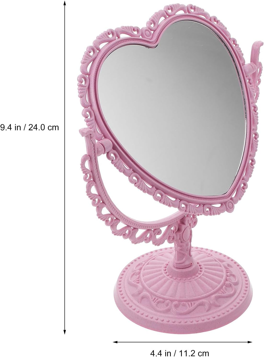 STAHAD Rotating Double-Sided Heart Shape Vintage Makeup Mirror, Pink Desktop Table Mirror for Women&rsquo;S Vanity and Dressing Table image number 4