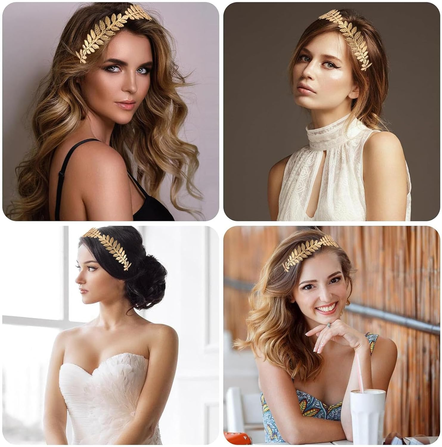 Dinghaole 2 Pcs Roman Leaf Crown, Roman Style Tiara, Boho Headpiece Hairband, Gold Silver Leaf Band Crown of Leaves, Bridal Costume Accessories for Women Girls Fashion Party Decoration image number 3