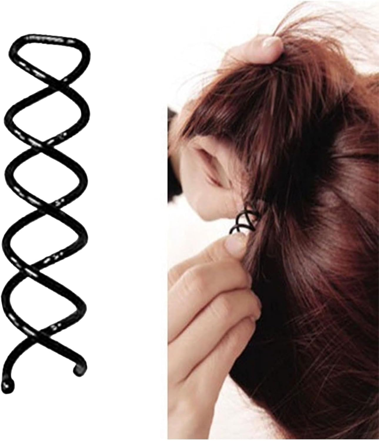 Luzcauwy 10PCS Spiral Hair Pins, Black Screw-Style Bobby Pins with Non-Scratch Ball Tips, Ideal for DIY Hair Styling, Secure Updos and Bun Hairstyles image number 5