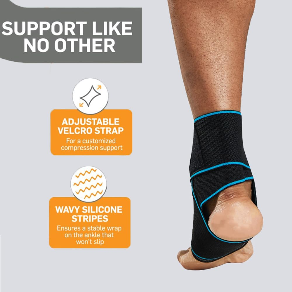 Ankle Brace for Men & Women - Adjustable Compression Ankle Support Wrap - H HOME-MART Perfect Ankle Sleeve Strap for Plantar Fasciitis, Achilles Tendon, Minor Sprains, Sports - Breathable, One Size Fits All (2 Pack) image number 3