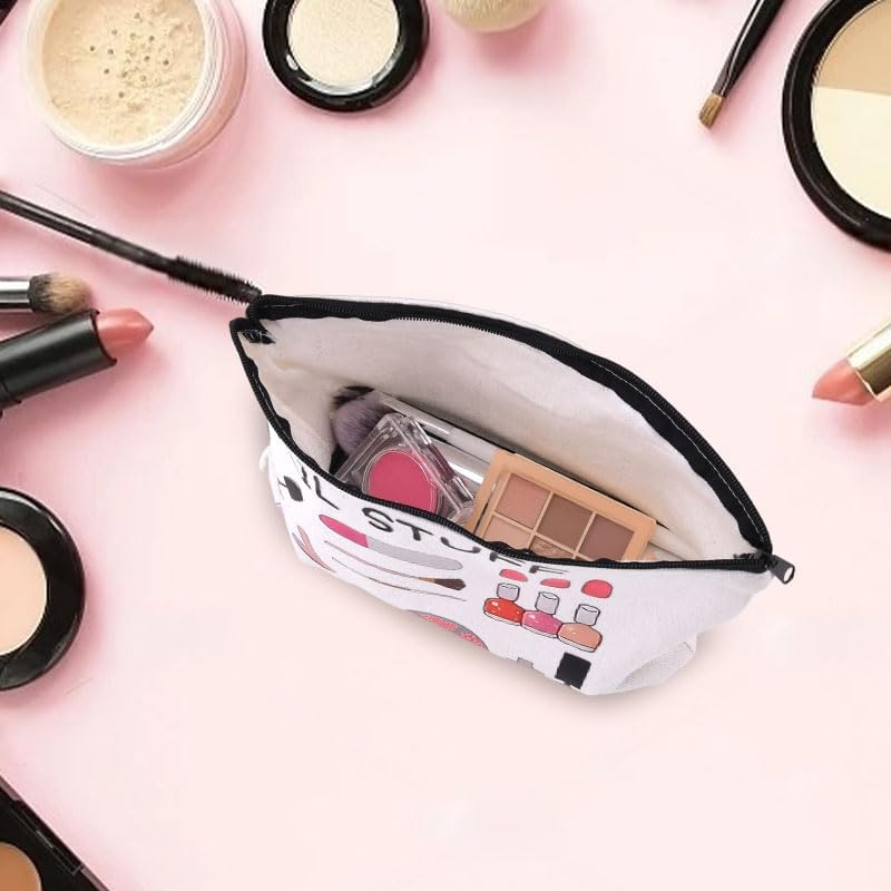 Makeup Cosmetic Bag Nail Stuff Pouch for Women Girls Christmas Birthday Gifts for Sister Niece Grandaughter Canvas Travel Bags Nail Technician Presents for Best Friends - Multicolor image number 5