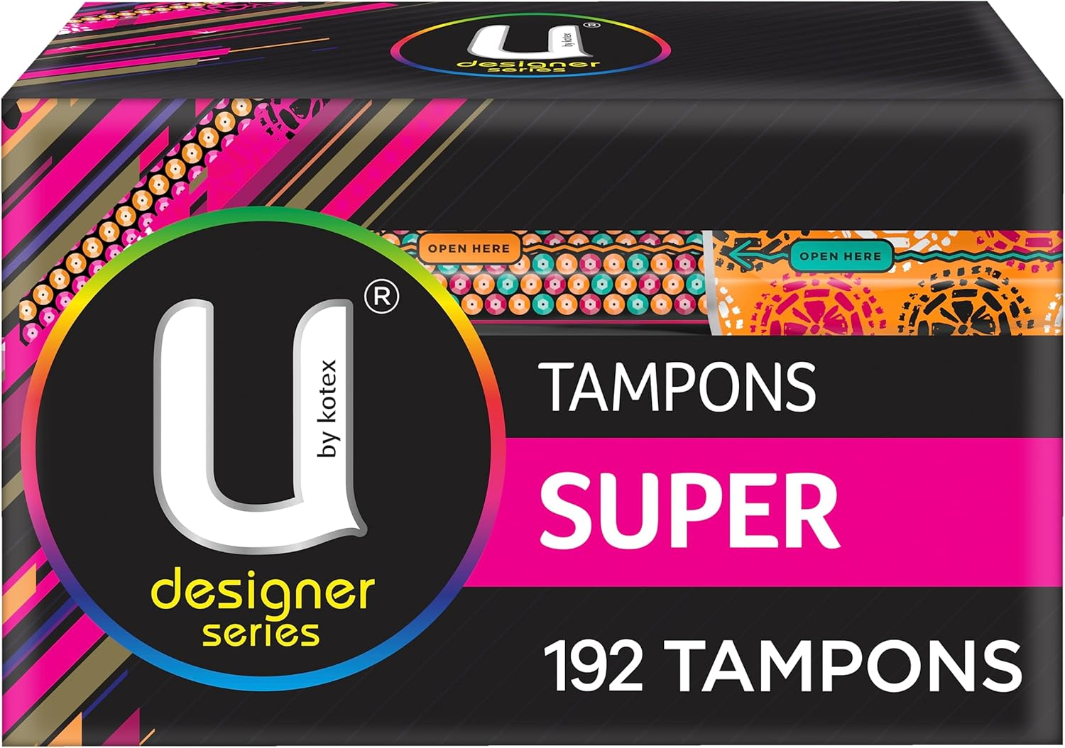 U by Kotex Designer Tampons Super 192 Count (12 X 16 Pack) - Packaging May Vary