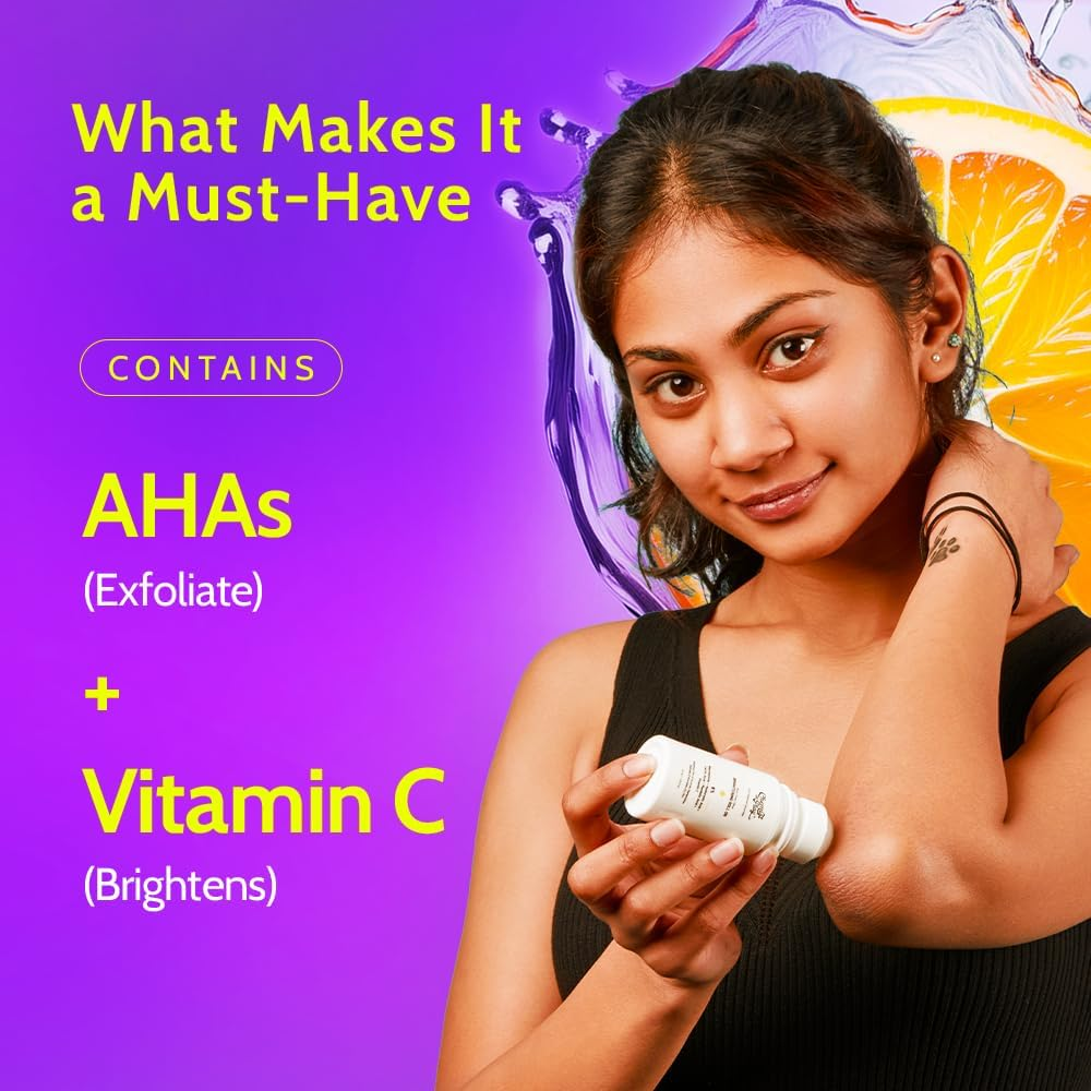 Chemist at Play Brightening & Whitening Roll on for Neck, Knee & Elbow with 6% Vitamin C+ Hyaluronic Acid + Ahas + Niacinamide + Ceramides Exfoliates, Brightens Skin & Hydrates Dry Skin 40Ml image number 4