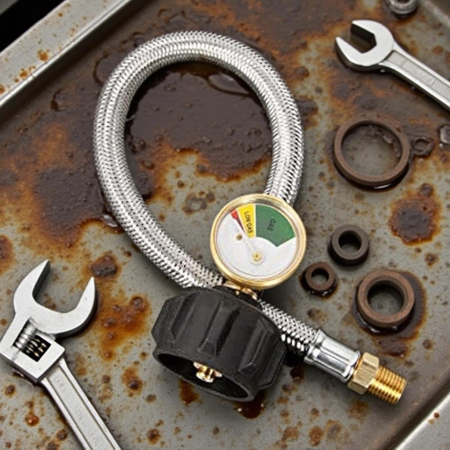 Gas Hose for Rv,Mobile Home Gas Hose with Accurate Gauge | 15 Inch Cookware Accessories Easy to Install for Boating Truck Camping Weekend Travel image number 3