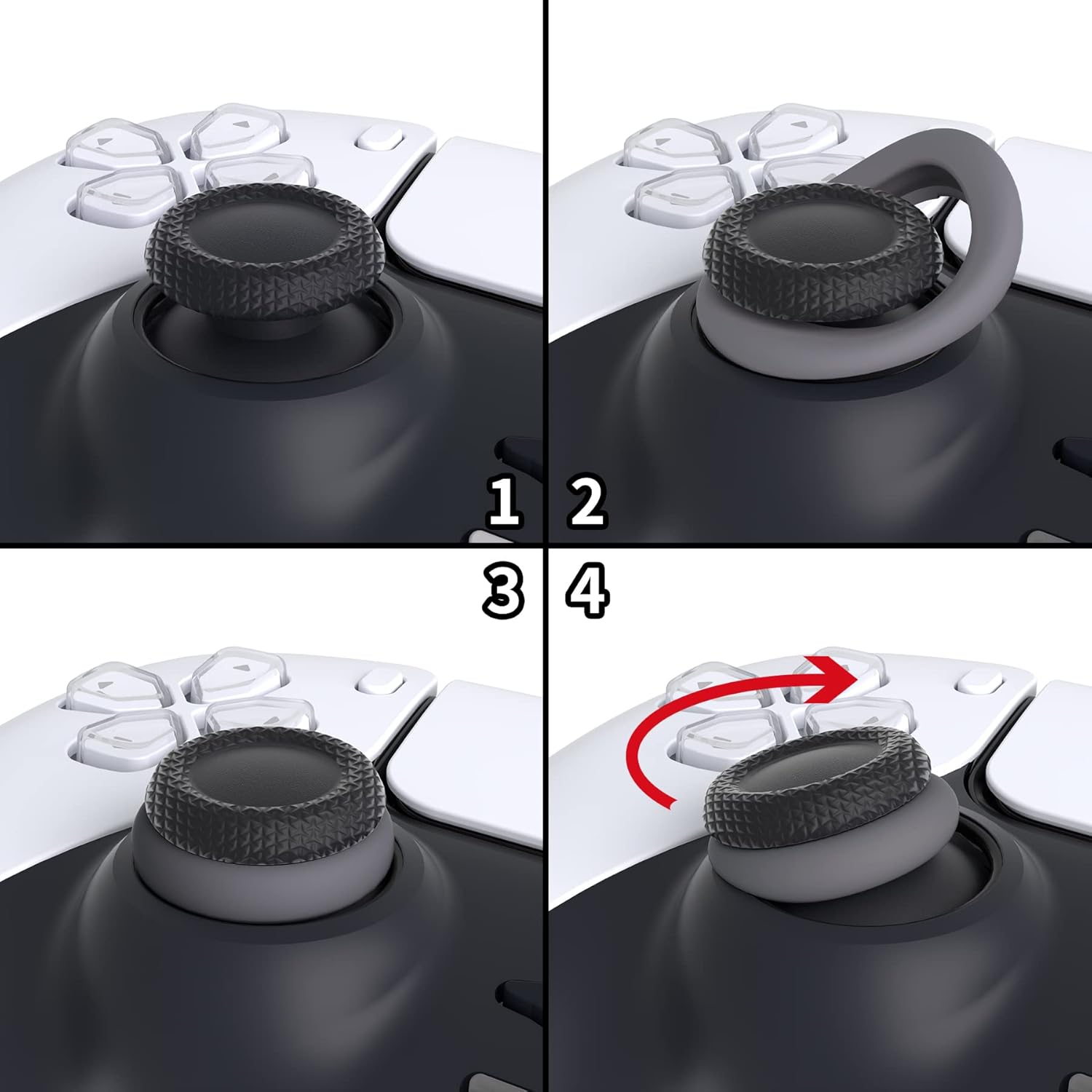 Playvital 3 Pairs Silicone Aim Assist Target Motion Control Precision Rings for PS5, for PS4, for Xbox Series X/S, Xbox One, Xbox 360, for Switch Pro, for Steam Deck - Gray & Black & White - Eva Foam Material image number 2