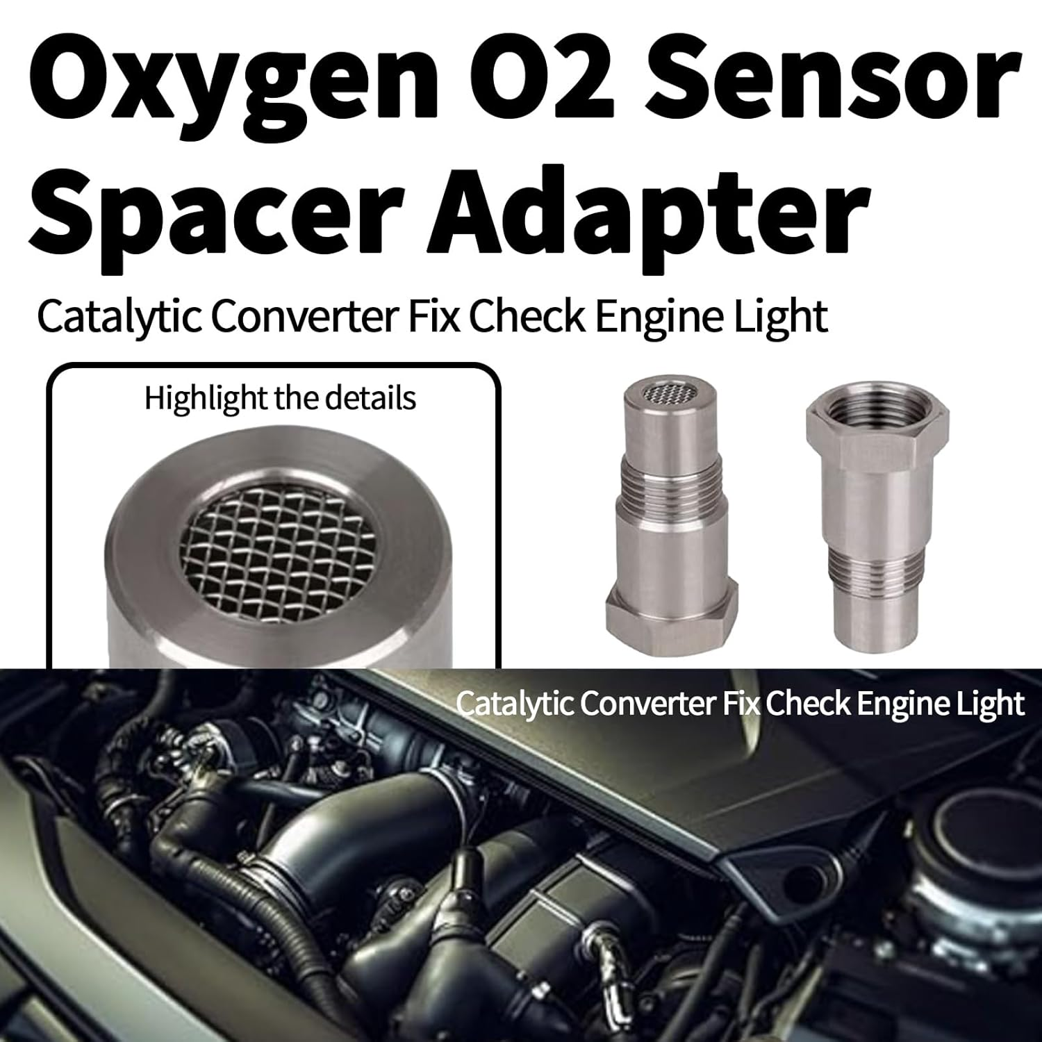 2Pcs Oxygen O2 Sensor, M18*1.5 Model Automotive O2 Sensor Catalytic Converters,Fix Check Extension Accessories, Joints Engine System Adapters Filter Screen Tubes