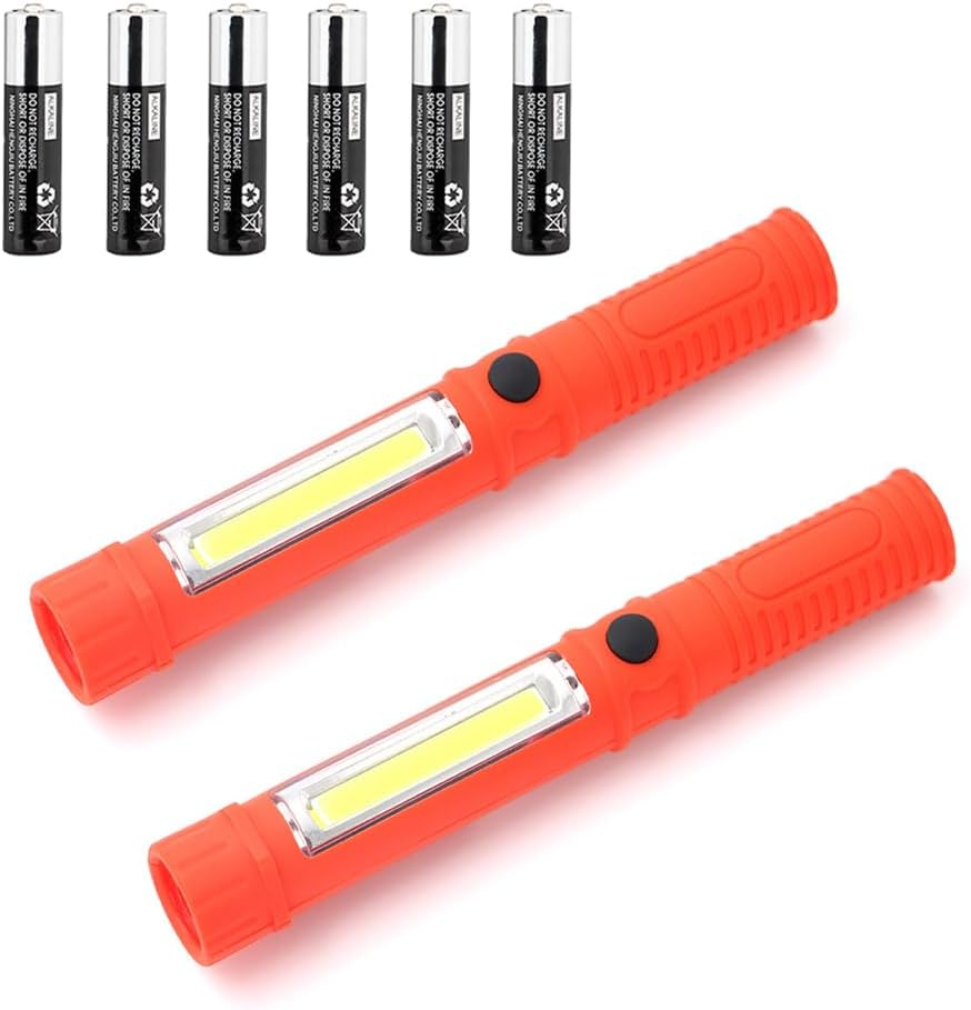 LED Portable Worklight Magnetic Flashlight,Unique Cool Gadget Tool for Men Dad Him Gift Idea,Pocket Battery COB Work Lamp Torch for Automotive,Grill,Camping,Emergency (2 Pack,Black,Batteries Included)