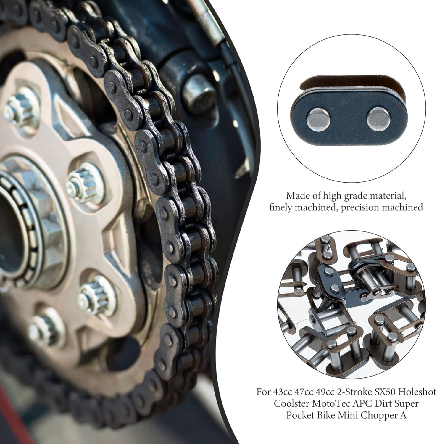 VICASKY 20Pcs Chain Connecting Link Quick Release Chain Joint Link for Motorcycle Accessories Buckle Roller Connecting for Dirt Bike and Atv Transmission image number 4