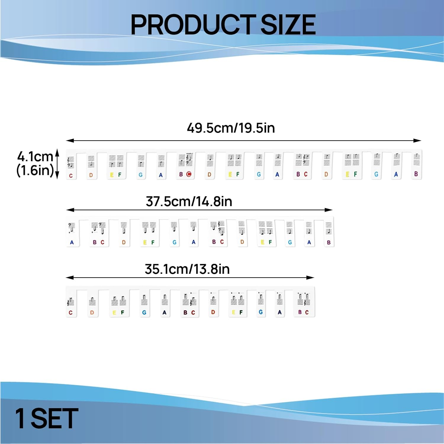 Piano Keyboard Stickers, Piano Stickers, Piano Stickers for Beginners, Removable Piano Notes Guide for Beginner, 61/88 Key Piano Keyboard Note Labels, No Need Stickers Reusable (Rainbow) image number 2