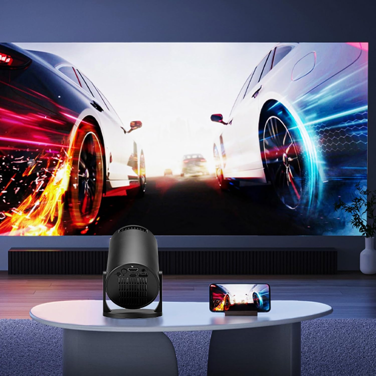 Mini Projector with Wifi Bluetooth, 1080P Support Portable Projector, 270&deg; Rotatable, Auto Horizontal Correction, Movie Projector for TV Stick, HDMI, USB, Laptop, PC, Smartphone image number 2