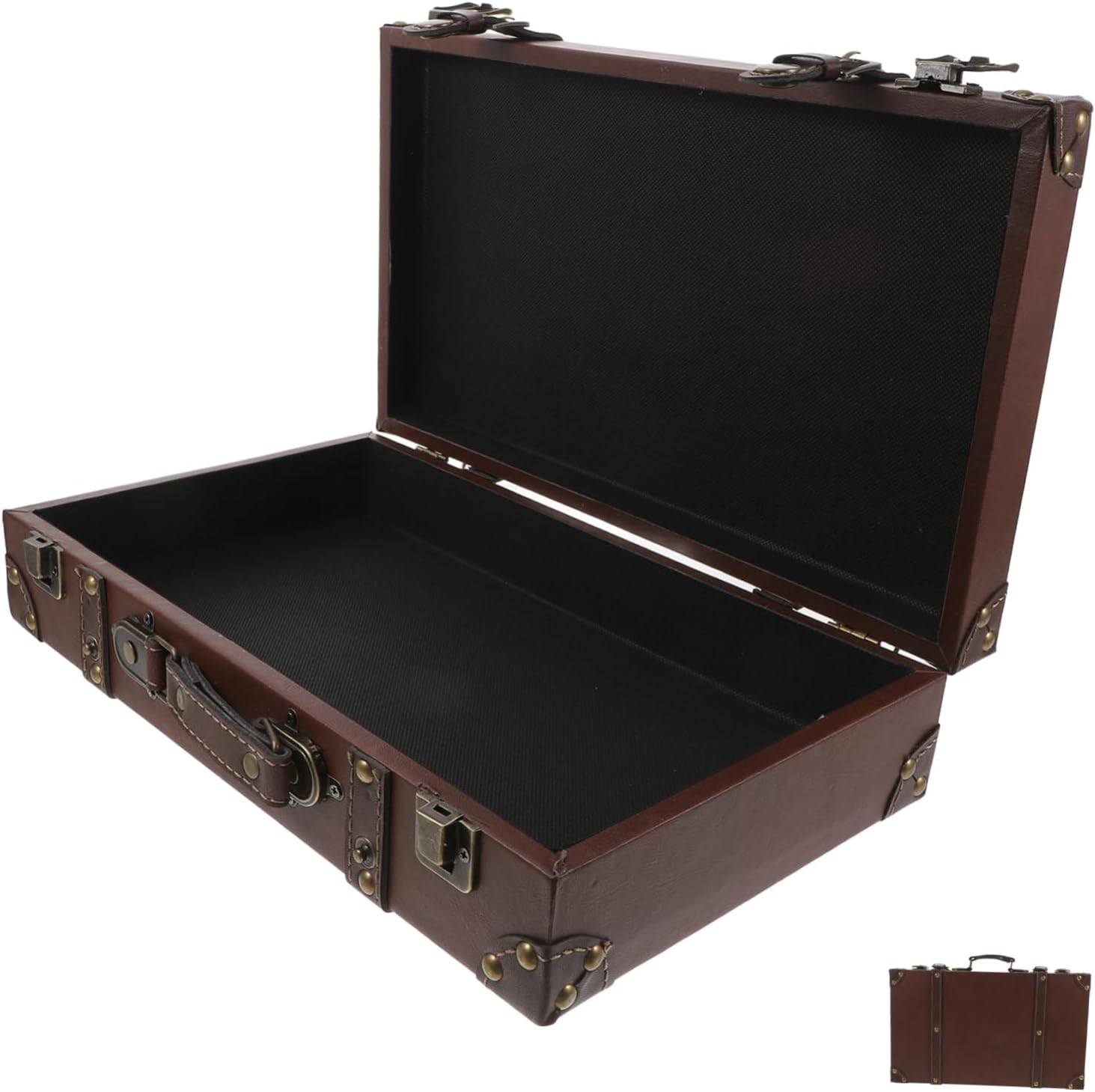 HEALSOPTHY Suitcase with Ergonomic Handle Retro Storage Box for Clothing Store Display Photo Shoot Prop Stylish Small Luggage Trunk for Home Decor and Retail Use image number 5