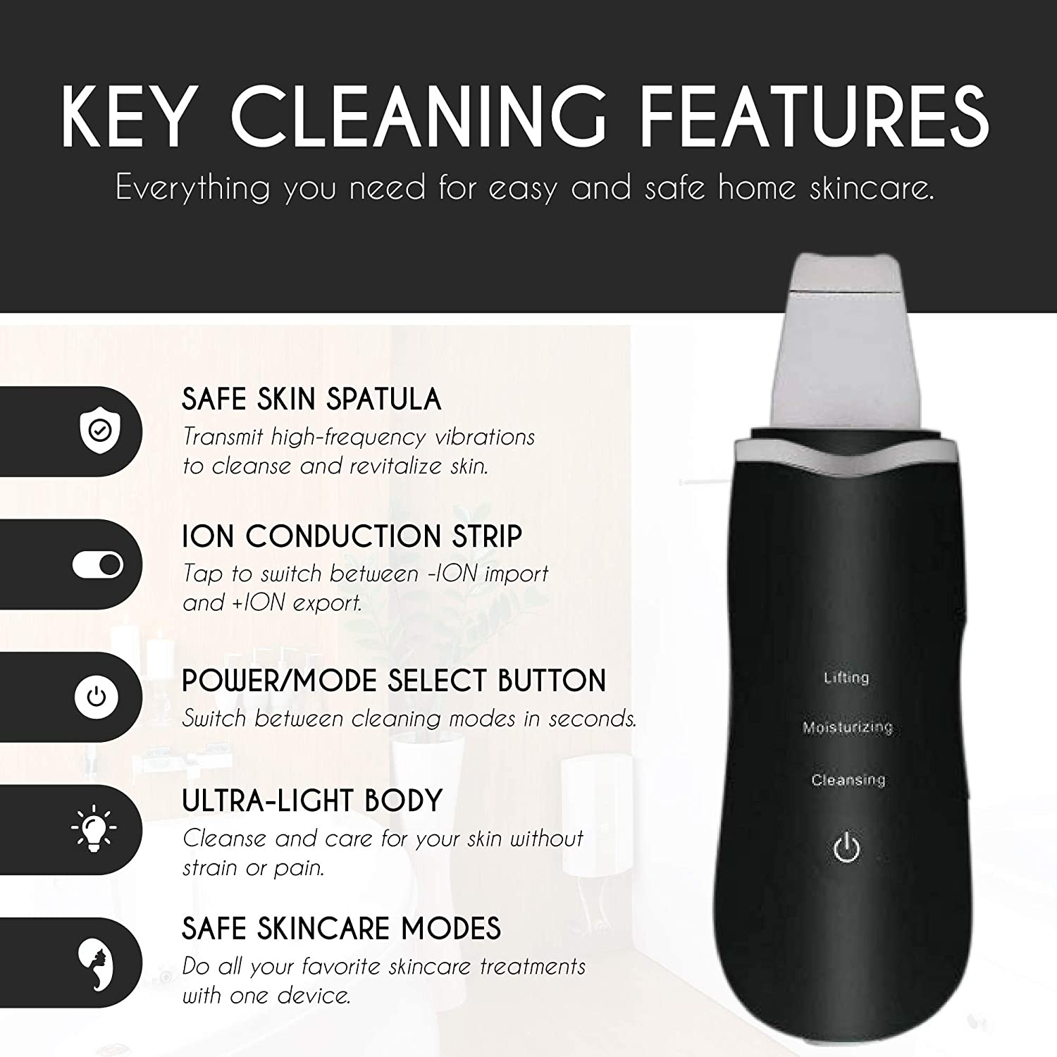 The Original Electric Skin Scrubber - Blackhead Remover - Comedone Extractor - Pore Cleaner Removal Kit - Facial Skin Exfoliator - Facial Lifting Tool - White image number 5