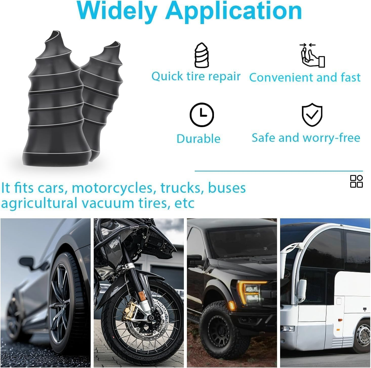 Tyre Repair Kit, 40 Pcs Tire Repair Rubber Nail Studs, Tire Repair Rubber Screws Plugs Fast Tool Self-Service Vacuum Tire Repair Rubber Nail, Suitable for Car Motorcycle Jeep Tire Puncture Repair