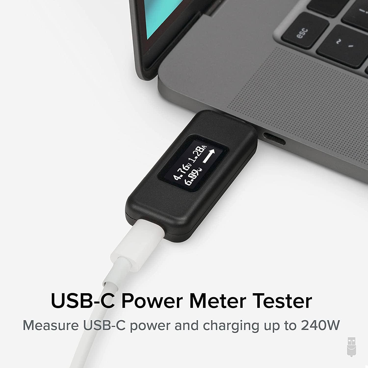 Plugable USB C Power Meter Tester for Monitoring USB-C Connections up to 240W - Digital Multimeter Tester for USB Type C Cables, Laptops, Phones, Chargers - Driverless image number 4