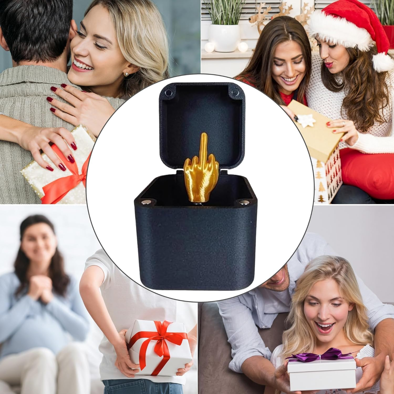 Mi-Ddle Finger in a Box, Middle Finger Surprise Box, Novelty Prank Gift Box, Christmas Funny Prank Gifts, for Office Desk Decor Home Decor (A)