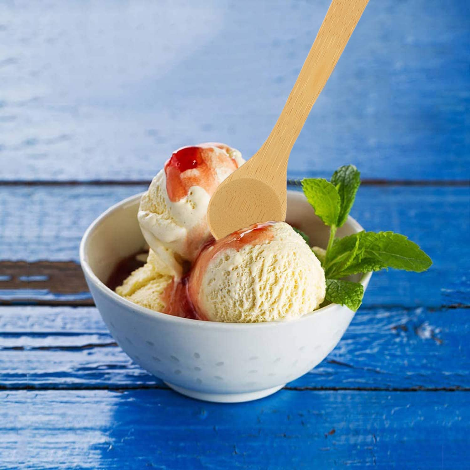 5Pcs Small Wooden Spoons, Mini Bamboo Condiment Salt Spoons Tasting Spoons Honey Teaspoons for Seasoning Coffee Tea Sugar Jam image number 6