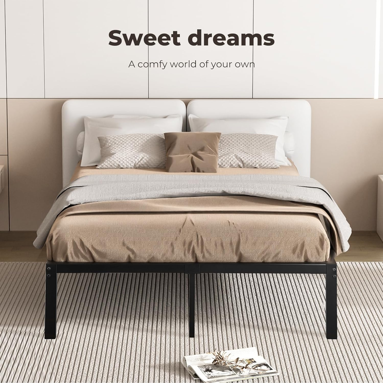 Levede 40Cm Queen Bed Frame Metal Bed Base,Industrial Bed Frame,Steel Slat Mattress Support,Under Bed Storage,Reserved Holes for Headboard,Bedroom Furniture,Easy Assemble,Black ﻿ image number 6