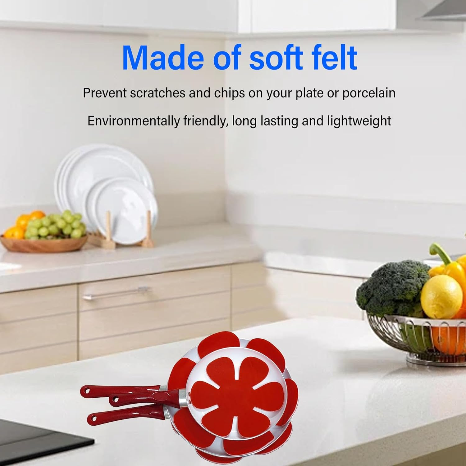 Pot and Pan Protectors, 12Pcs Felt Pan Separators Pads 3 Different Sizes Cookware Protector Set Lightweight Pot Separators Protectors for Stacking and Protecting Your Cookware image number 4