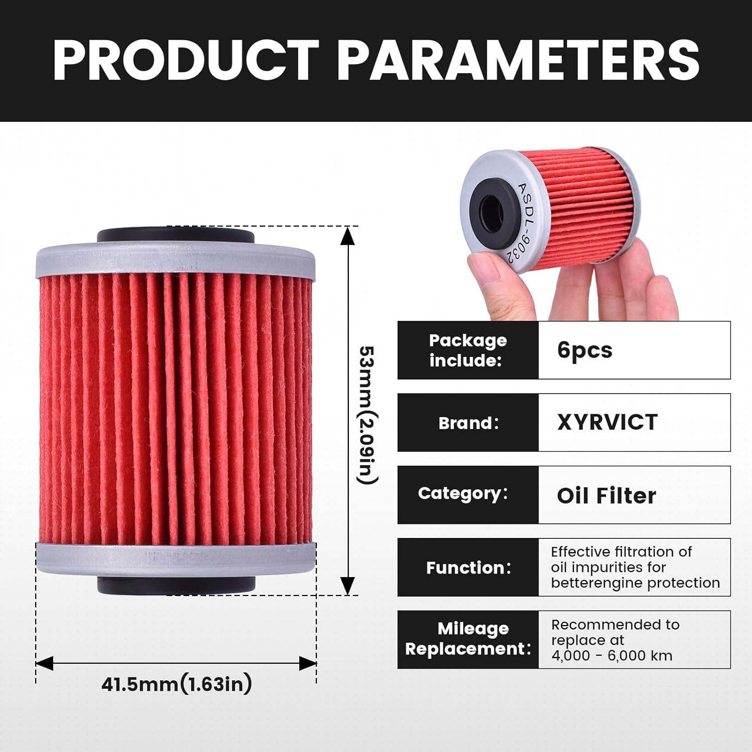 6Pcs Oil Filter HF651 for Duke 690 2012-2019 for Enduro 690 2012-2024 for Rally 690 2007-2010, 750.38.046.100 750.38.046.101 image number 6