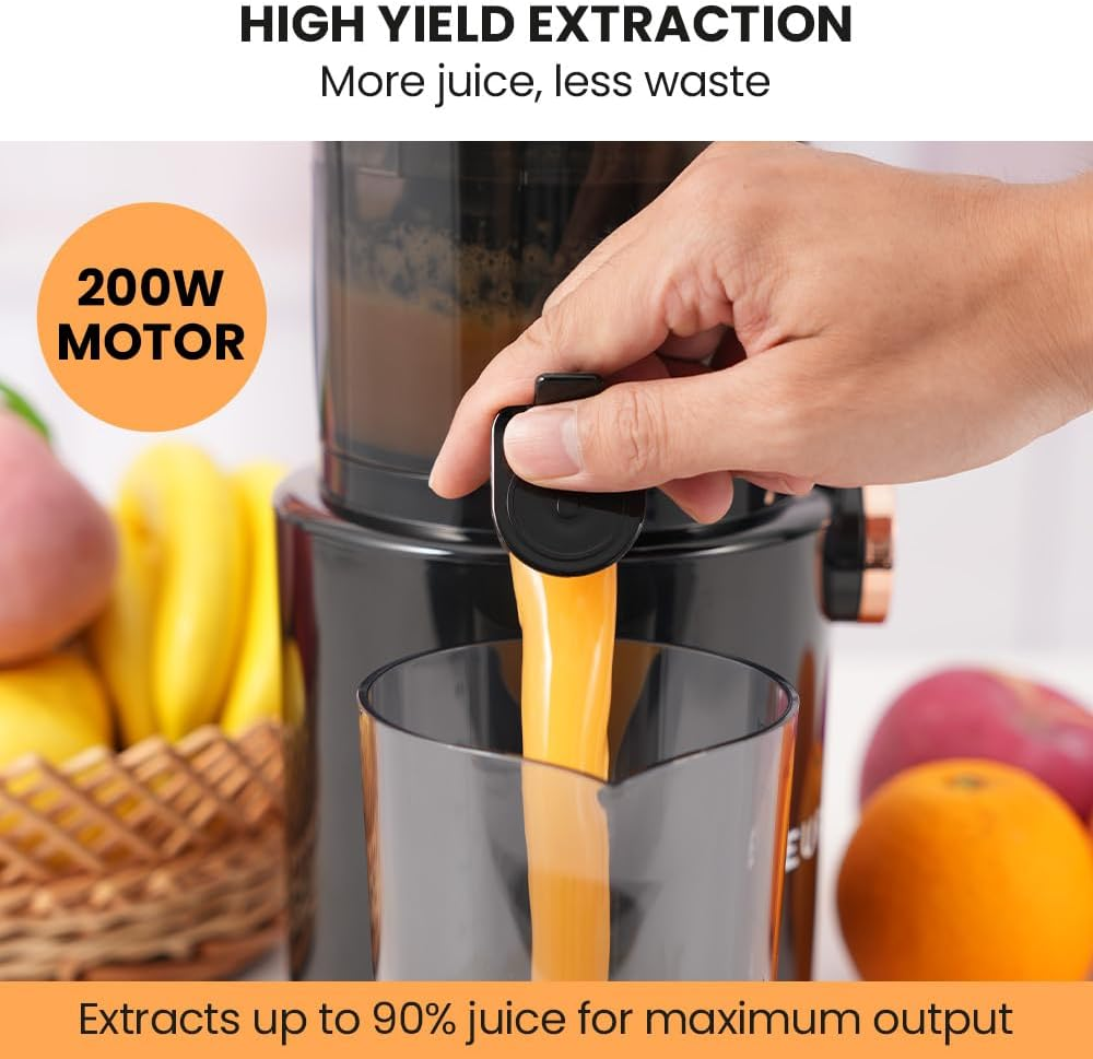 Eurochef Cold Press Slow Juicer Machine, Large Chute, 200W, Charcoal Grey image number 5