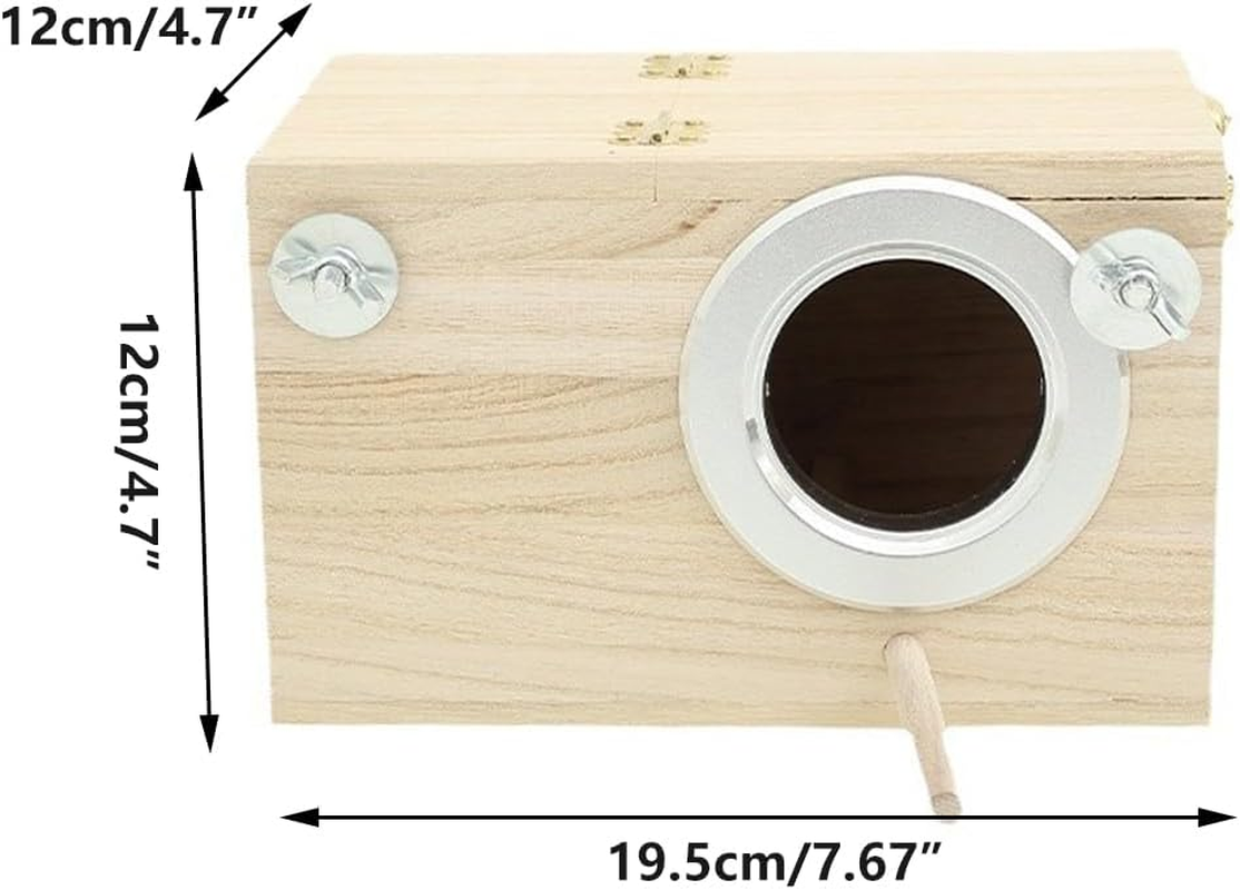 AIMALL Right Opening 19.5X12X12Cm Wooden Breeding Box for Pet Parrot, Solid Wood Hanging Nest, Natural Wood Incubation Box, Durable Parrot Accessories image number 6