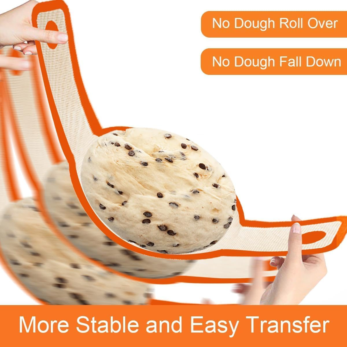 BEANPRECOY 2 Pack Silicone Fibreglass Baking Mats for Dutch Oven, Non-Stick, Long Handles, Orange, Rectangular with Rounded Corners image number 3