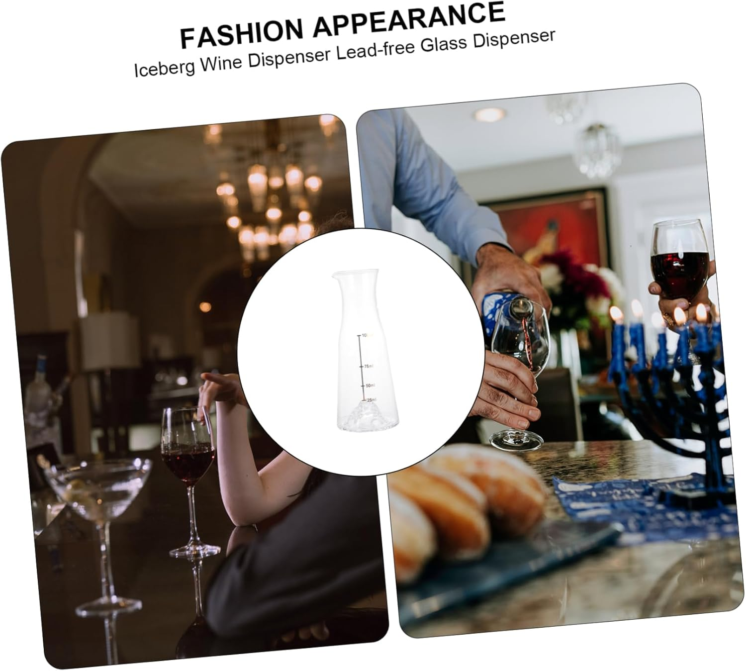 KICHOUSE Glass Wine Dispenser Fine Craftsmanship Decanter for Brandy Liquor Whisky Wine image number 6