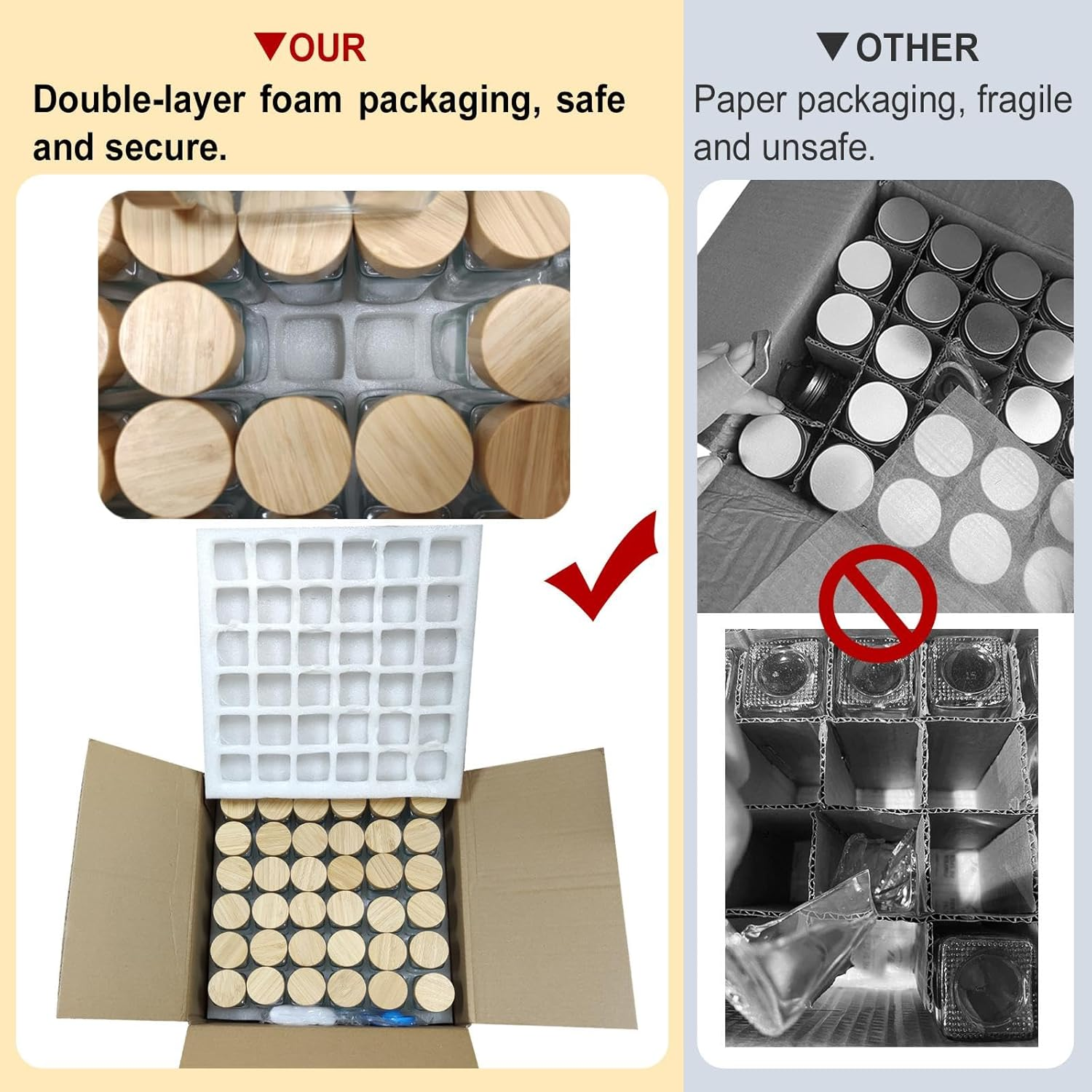 36Pcs Glass Spice Jars Bottles with Bamboo Lid, Square Seasoning Containers Spices Organizer Small Items Storage Organization for Spice Rack, Cabinet, Drawer, with Shaker Lids, 120Ml image number 4