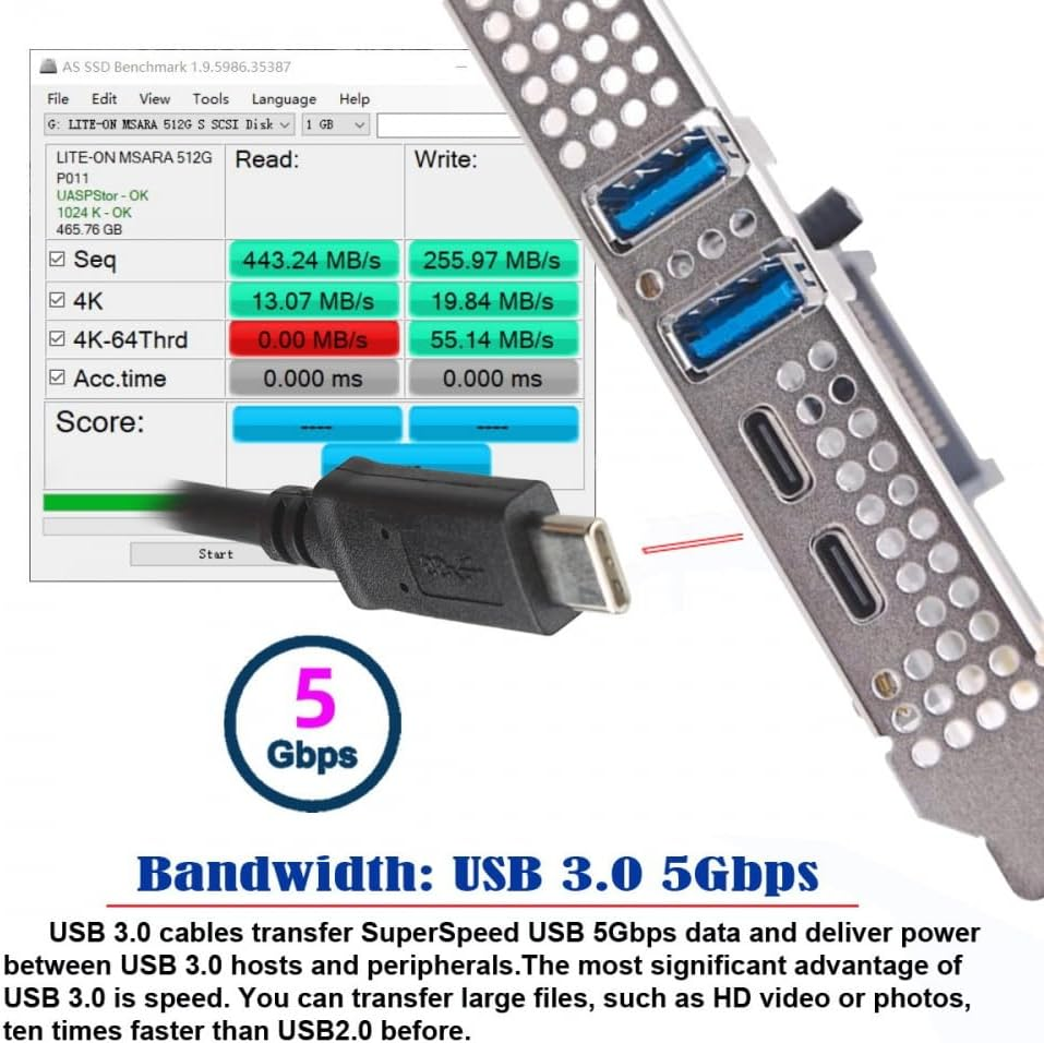 CY Card USB3.1 Gen1 5Gbps Dual Type-A & Type-C USB-C Female to PCI-E Express 1X Card Adapter Upd720201 with Low Profile Bracket