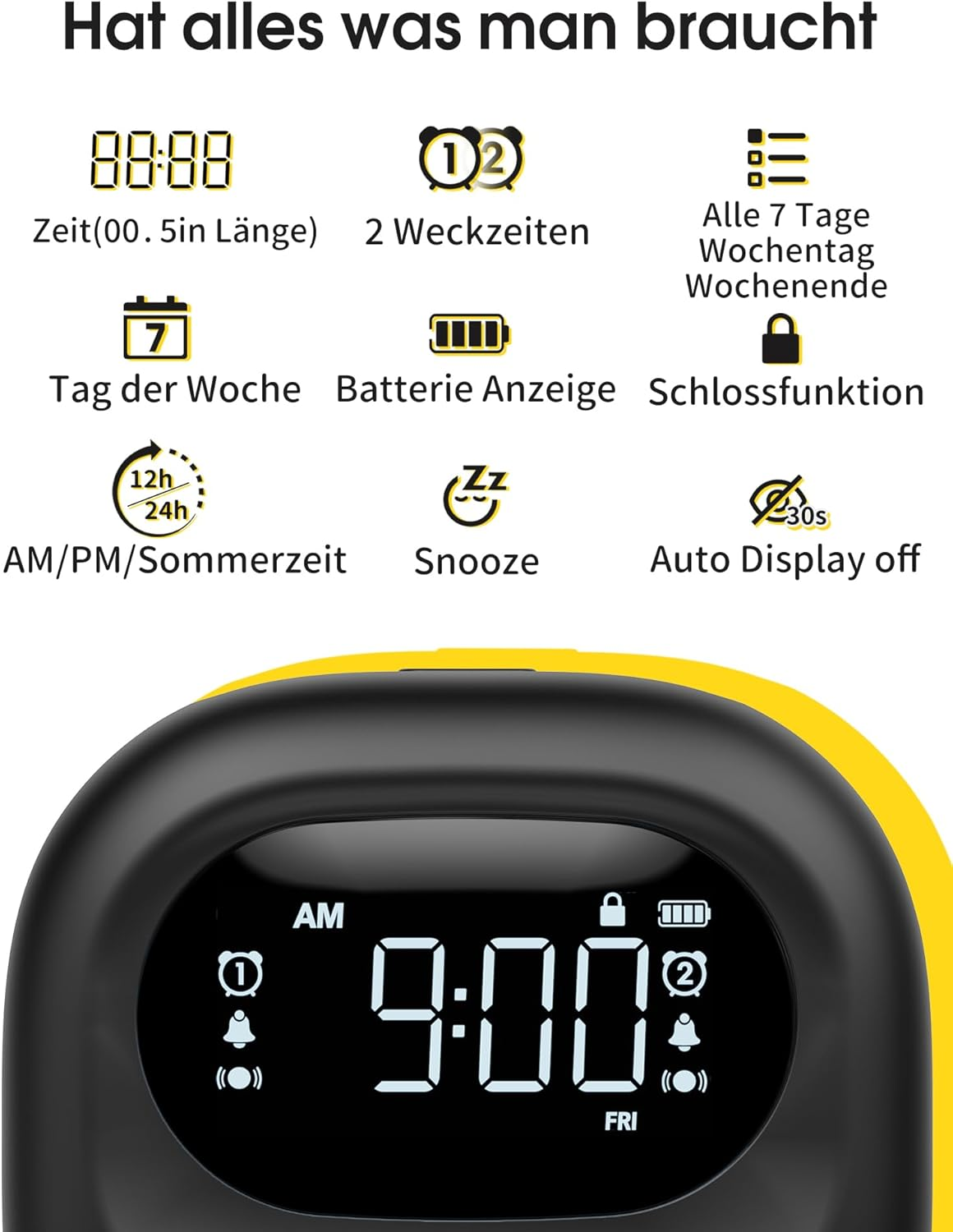 Roxicosly Vibrating Alarm Clock under Pillow,Portable Travel Alarm Clocks Battery Powered,Digital Loud Alarm Clock with 3 Vibrating & Wake-Up Modes,Dual Alarm,Snooze,Dst,Weekday/Weekend (Black)