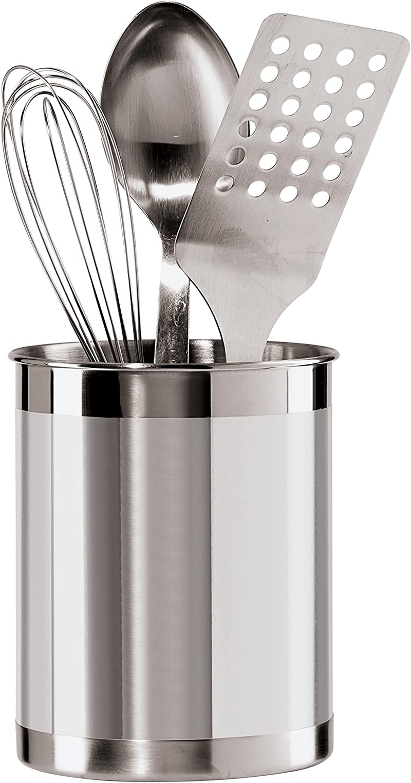 Oggi Stainless Steel Utensil Holder - 5" Diameter, Utensil Caddy, Weighted Base for Stability - Larger-Sized Utensil Crock and Countertop Utensil Organizer, Stainless Steel image number 5