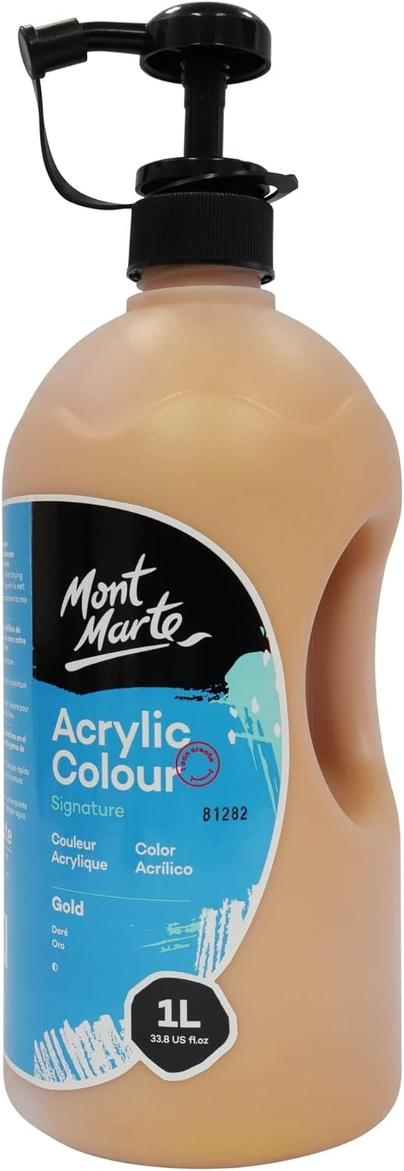 Mont Marte Signature Acrylic Colour with Pump 1 Litre, Lamp Black image number 6