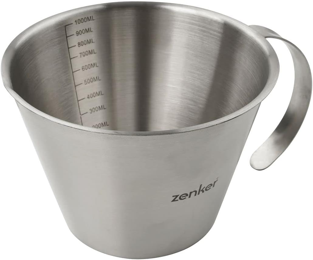 Zenker 9943250 Duo Measuring Cup with Scale, Measuring Cup for Liquids, Measuring Cup, Baking Glass, Stainless Steel, Silver, 250 Ml, 1000 Ml image number 3